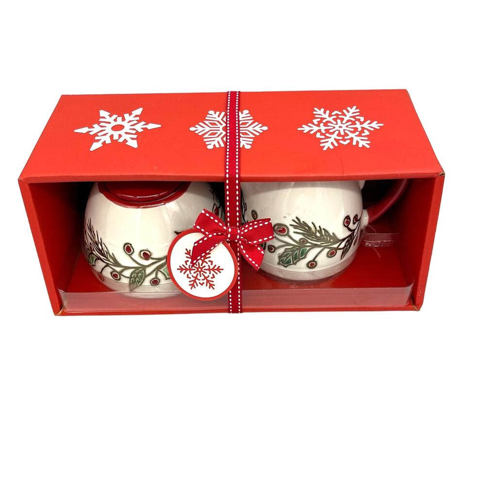 Spectrum Designz Hand Crafted 2016 Gift Set Cream & Sugar Christmas Holly 2016 - Picture 2 of 7